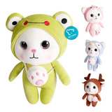 Peluche Gato Atuendo Kawaii Rana Búho Monstruo Reno 23cm