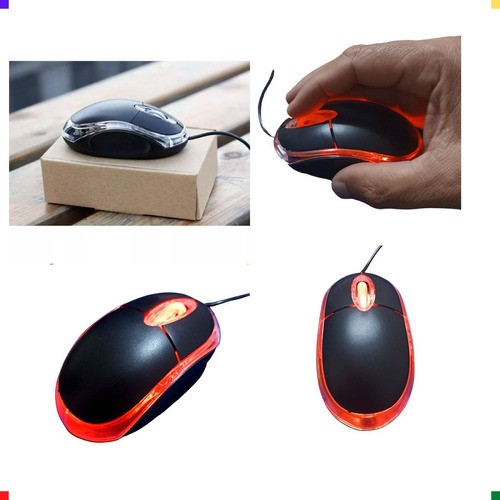 Mouse Com Fio Usb Mini Para Notebook Computador Ergonômico Cor Preto