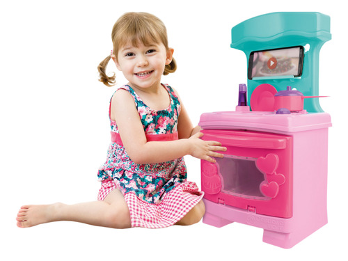 Brinquedo Infantil Cozinha Completa Menina Rosa Fogão