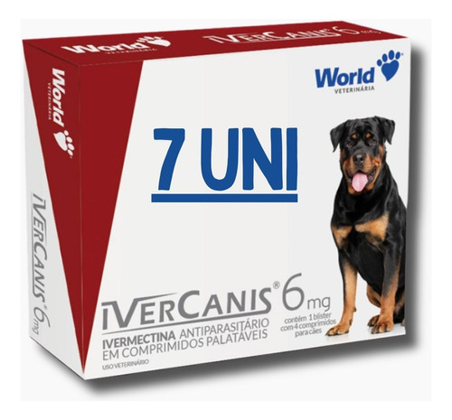 Remedio Canino Para Carrapato 7 Und 6mg Ivercanis Até 30kg