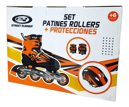 Set Rollers + Protecciones Naranja Street Runner  