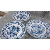 3 Platos De Porcelana Playos Grandes Antiguos