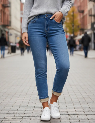 Pantalón Jeans Mezclilla De Dama Con Forro Polar