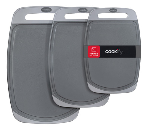 Set De 3 Tablas De Picar Cookify: Libre De Bpa, Con Asas Antideslizantes, Ranuras Para Líquidos, Ideal Para Verduras, Carne, Pan Y Más.