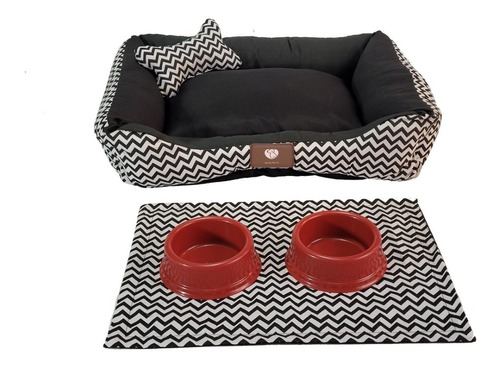 Caminha Pet Cama Cachorro Gato 60x50 + Comedores