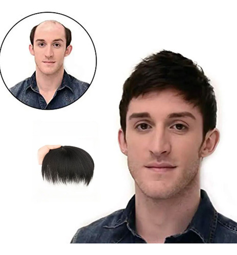 Topper Cabelo Humano De Masculino Perucas Clip Postiços X2)