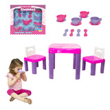 Brinquedo Menina Menino Mesa C2 Cadeiras Infantil + Kit Café