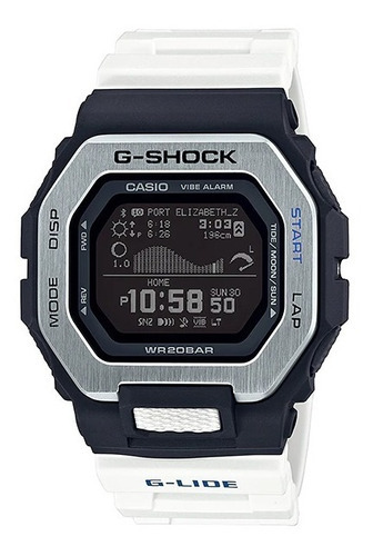 Reloj Casio G-shock G-lide Original Hombre Time Square Color De La Correa Blanco Color Del Bisel Plateado