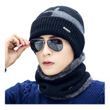 Touca Gorro + Cachecol Forrada Lã Frio Unissex Premium