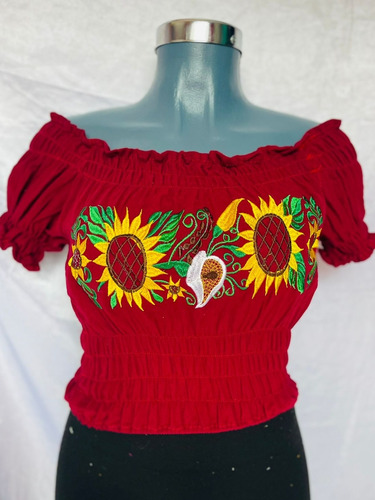 Lote  De 12  Blusas  Ombligueras Bordadas  Girasol. 