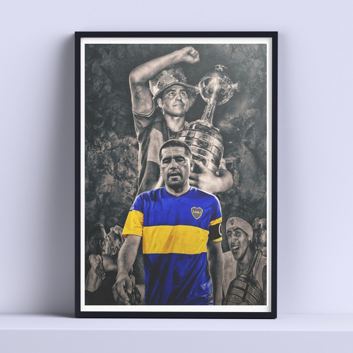 Cuadro Riquelme Boca Campeon Vidrio 30x40cm Listo P Colgar