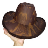 Sombrero Cowboy Marrón Con Escrituras Cod3004