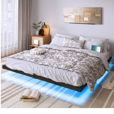 Base Cama King Size Flotante Con Luces Led Ajustables | Meses sin interés