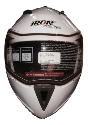 Casco Iron Racing Abatible Doble Mica Blanco S (g758)