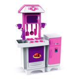 Cozinha Infantil Pia Forno Geladeira Fogão Rosa Grande Aguá