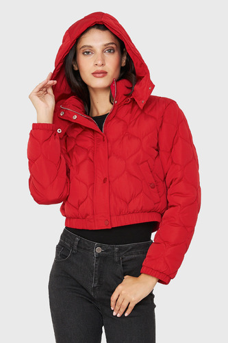 Parka Corta Quilt Con Gorro Rojo Nicopoly