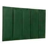 Cabeceira Solteiro Veludo Verde Placa Modular Ripada Adesiva