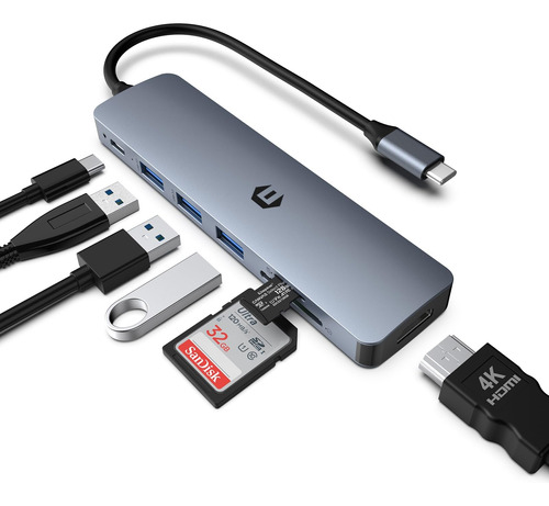 Hub Usb C 7 En 1, Adaptador Usb C, Adaptador Macbook iPad Pr