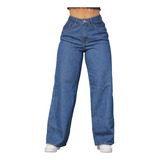 Calça Jeans Wideleg Pantalona Premium Cintura Alta Blogueira