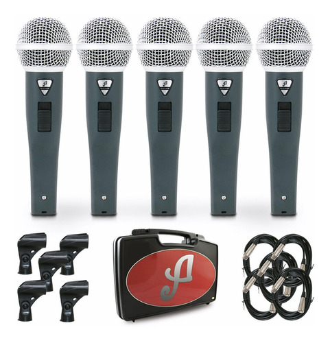Kit Com 5 Microfones Arcano Rhodon-8b Kit C/ Cabo Xlr-xlr