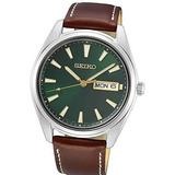 Reloj Hombre Seiko Sur449 Cuarzo 40mm Pulso Marron En Cuero