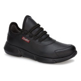 Sneaker Formal Pr76415r Sintetica Horma Doble Ancho Negro