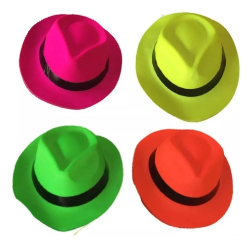 12 Sombreros Gorros Tanguero Funyi Cowboy Fluor Carnaval 