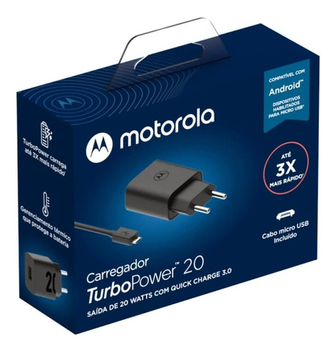  Carregador Motorola Turbo Moto E7 Plus E7 Play  E6 Original