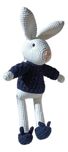 Muñeco De Apego Conejo Azul Amigurumi A Crochet Para Bebés 