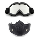Máscara Com Óculos Moto Capacetes Goggle Bike Prateado