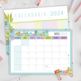 Calendario Planificador 2024 Kit Imprimible A4 - Pdf