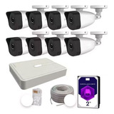 Kit 8 Camaras Nvr 8 Ch Ip + 8 Poe+ Hikvision 4megapixeles