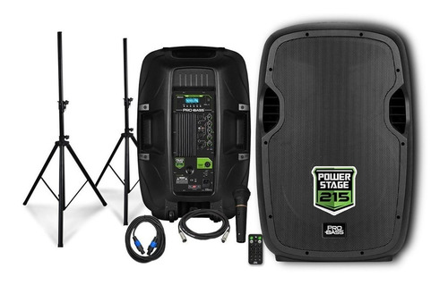 Parlante Pro Bass Power Stage 215  Con Bluetooth Negra 220v 