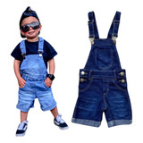 Jardineira Jeans Infantil Masculino 1 Ao 8 Novidade