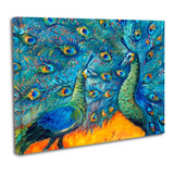 Cuadro Lienzo Canvas 45x60cm Pavos Reales Pitura Tipo Oleo