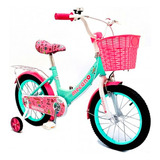 Bicicleta Paseo Femenina Love Lady R16 Frenos V-brakes Y Tambor Color Turquesa Con Ruedas De Entrenamiento  
