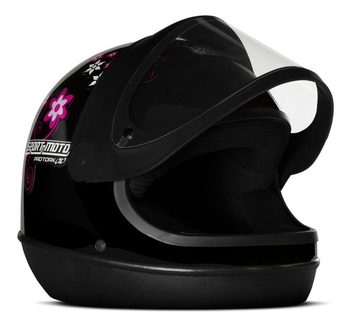 Capacete Feminino Pro Tork Preto P/ Moto For Girl Tamanho 56 Desenho For Girls