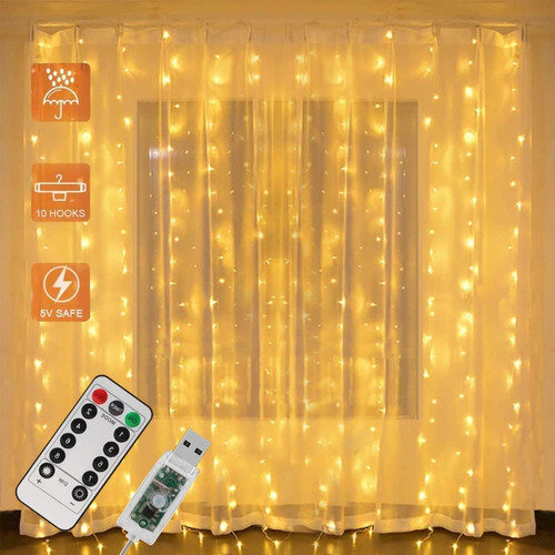 Cortina De Luces Vintage 3x3m Alambre Microled 300 Luces Led