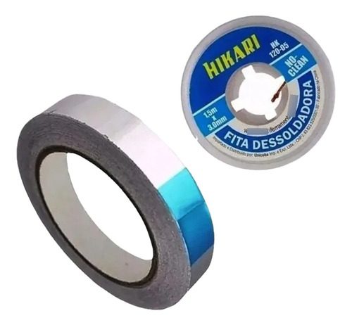  Kit Malha Dessoldadora 2,5mm + Fita Aluminio 24mm Hikari