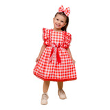 Vestido Infantil Xadrez Fantasia Midi Blogueira Festa Junina