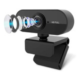 Webcam Preta Full Hd 1080p Usb Gira 360º Com Microfone