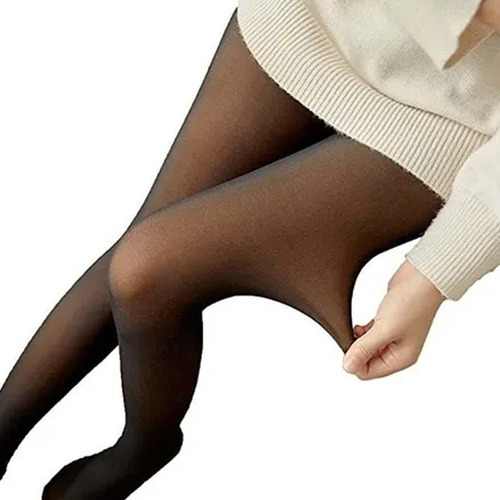 Meia-calça Térmica De Lã Translúcida Falsa Feminina 1pc Pelô