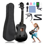 Kit De Ukelele Soprano Acústico 23in Con Afinador Y Estuche