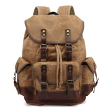 Jahomieo Mochila De Cuero De Lona Vintage Para Hombre