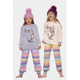 Pijamas De Nena Lencatex Invierno - Unicornio Rayado