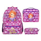 Mochila Escolar Infantil Menina Princesa Sofia G Lancheira