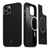 Cargador Magnético Capa Spigen Mag Armor Para iPhone 12 Pro Max, Color Negro Mate