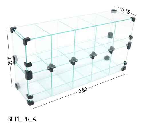 Baleiro De Vidro  Expositor - 0,60 X 0,30 X 0,15 M