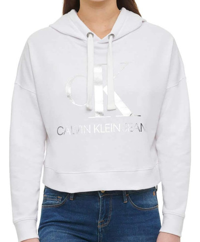 Calvin Klein Jeans Sudadera Logo Monogram White 100% Origina