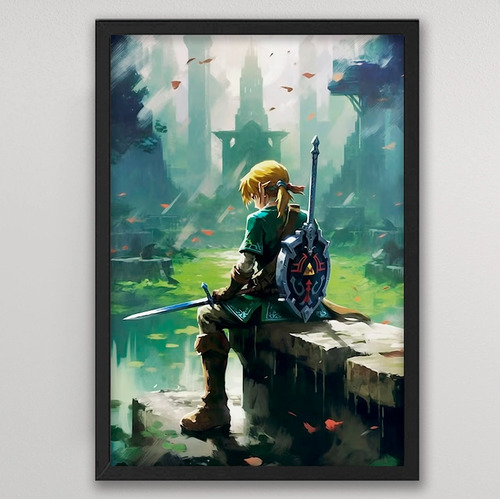 Cuadro The Legend Of Zelda 51x36 Marco Madera Vidrio Poster 